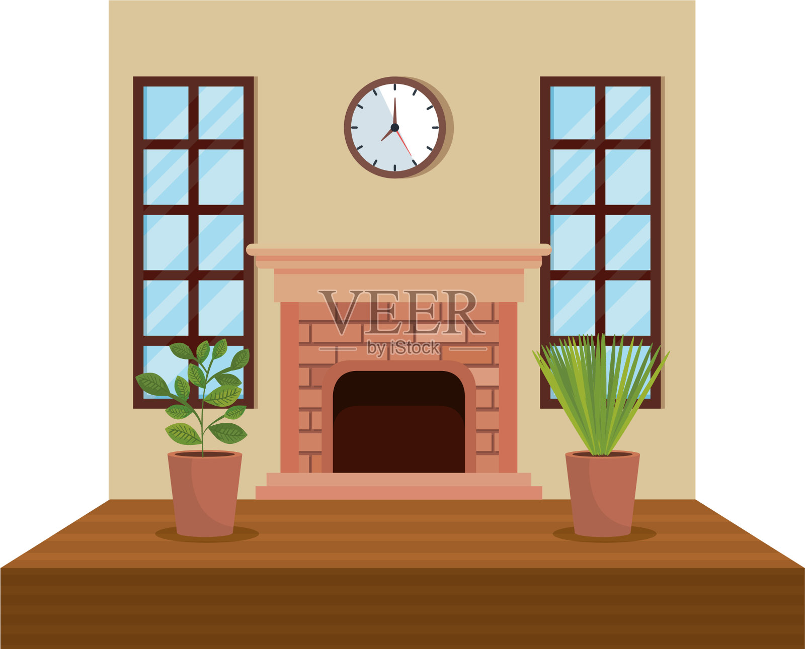 屋内客厅内烟囱景象设计元素图片