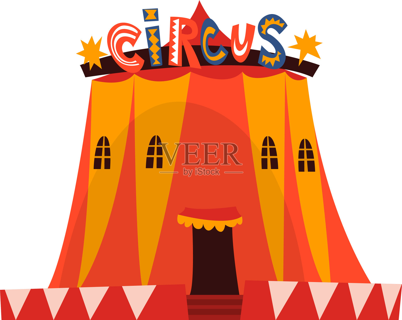 带有卡通旗帜的大马戏团帐篷设计元素图片