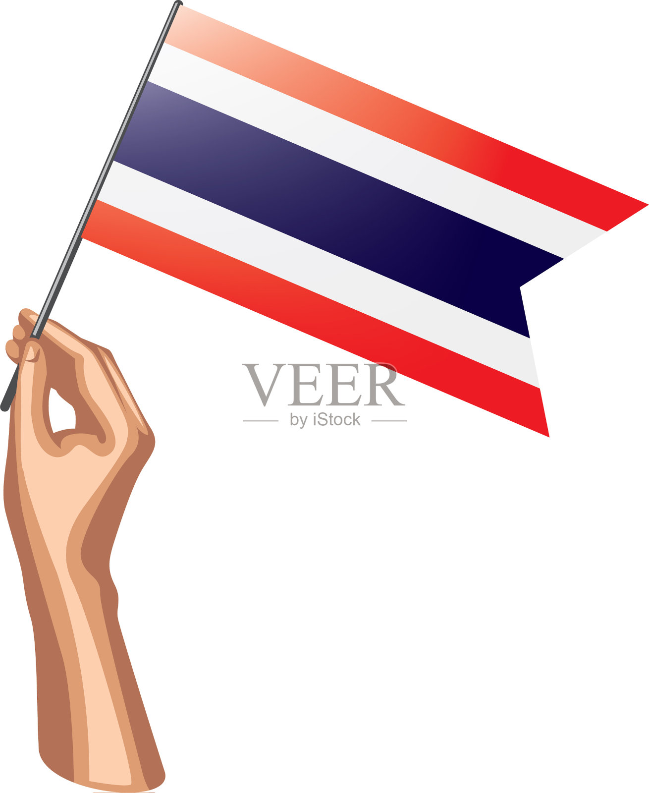 泰国国旗和手在白色背景设计元素图片