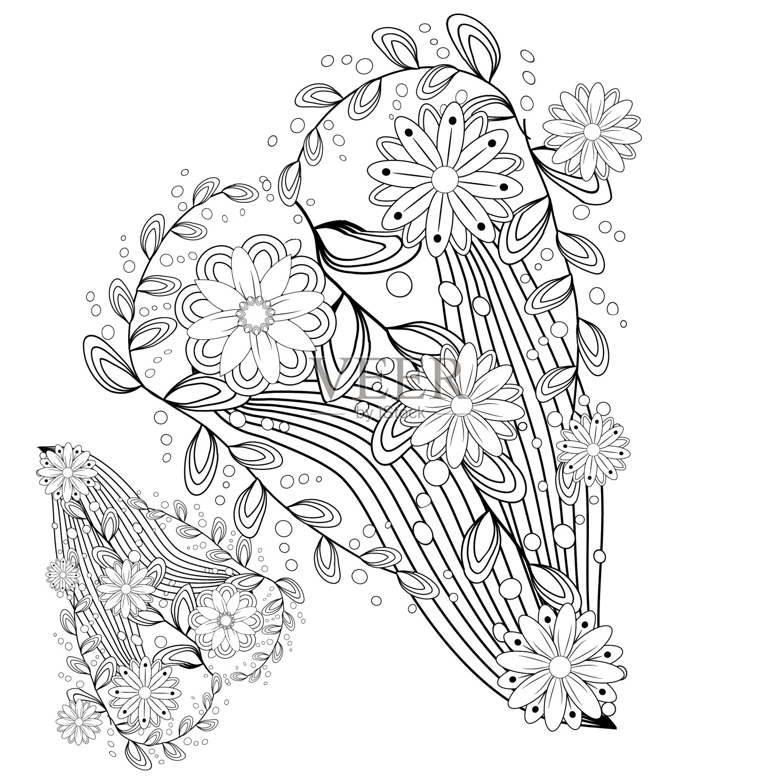 黑白相间的观赏性奇异花设计元素图片