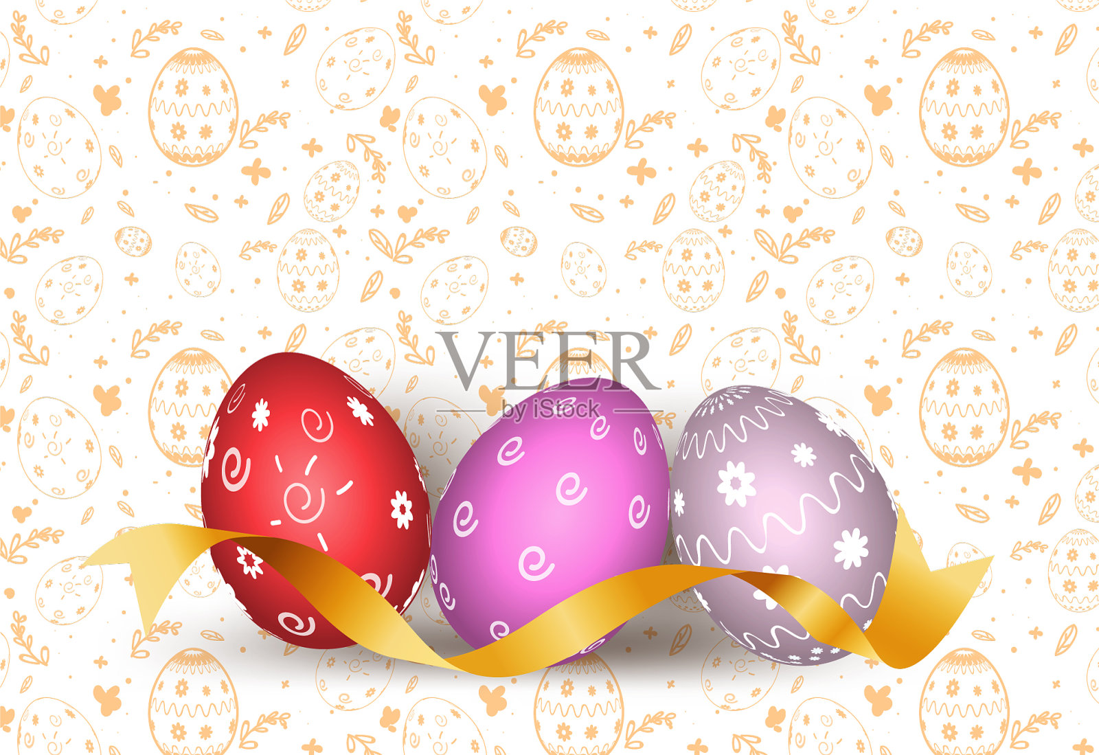 复活节彩蛋色彩缤纷，快乐与众不同插画图片素材
