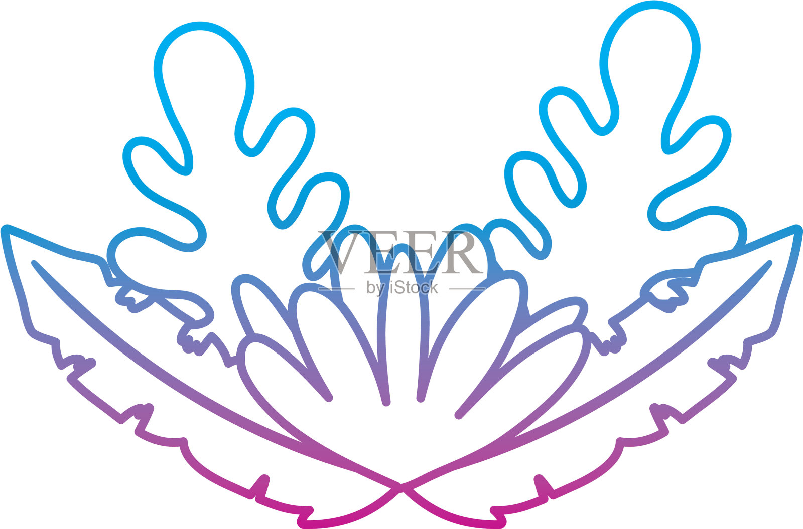 退化线可爱的花与外来植物设计元素图片