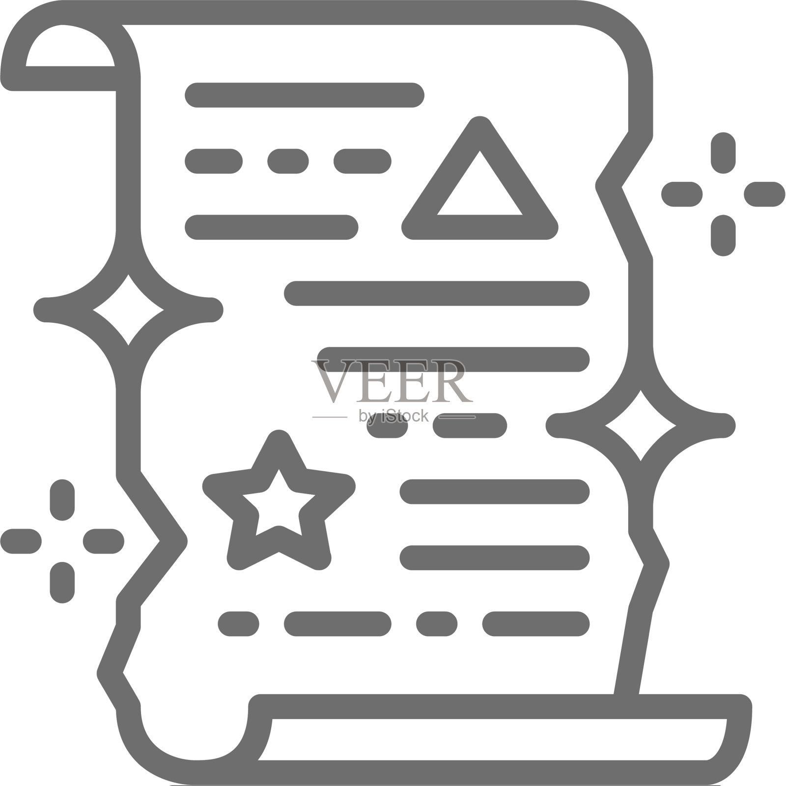 魔法咒语卷轴展开纸证书设计元素图片