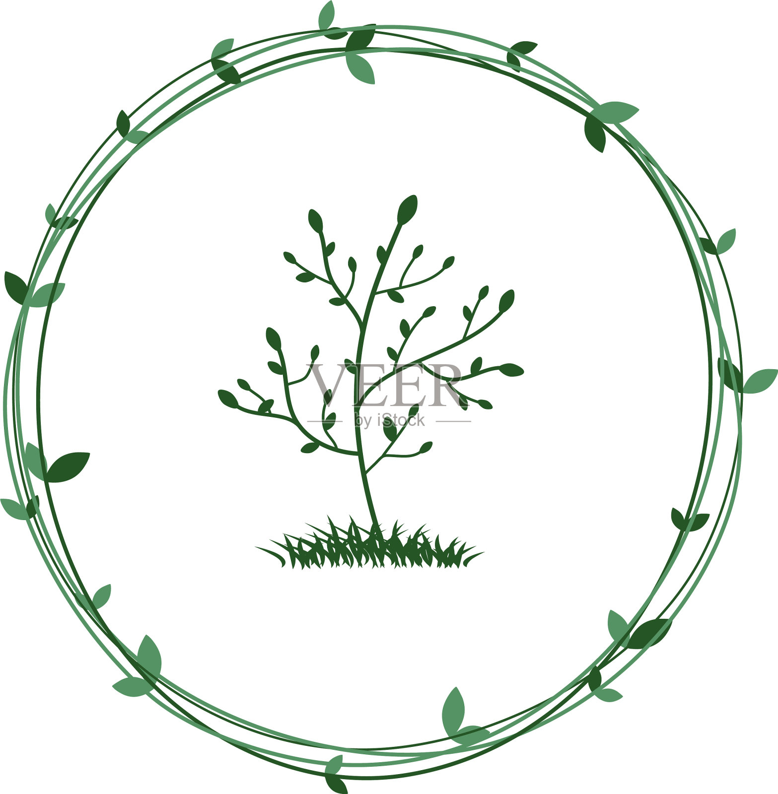 树中的绿色花环是生态的象征设计元素图片