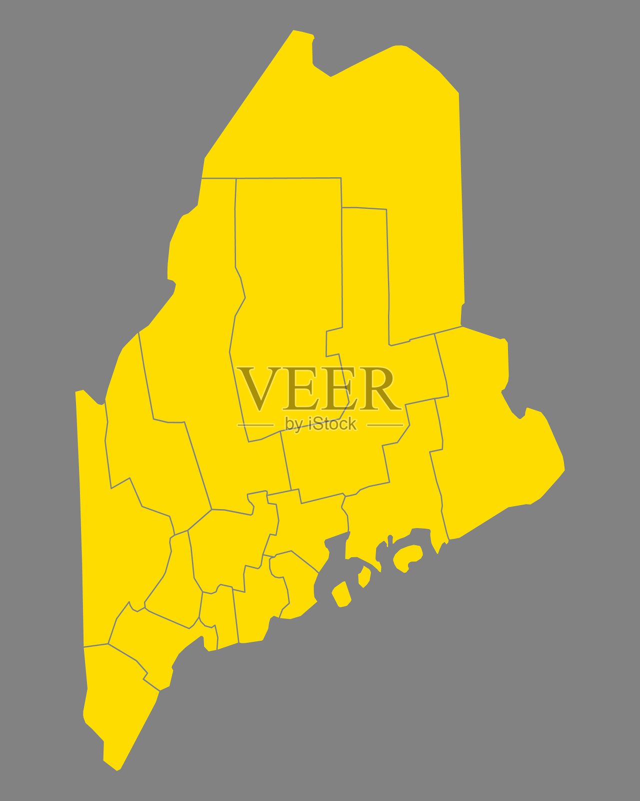 缅因州的地图插画图片素材