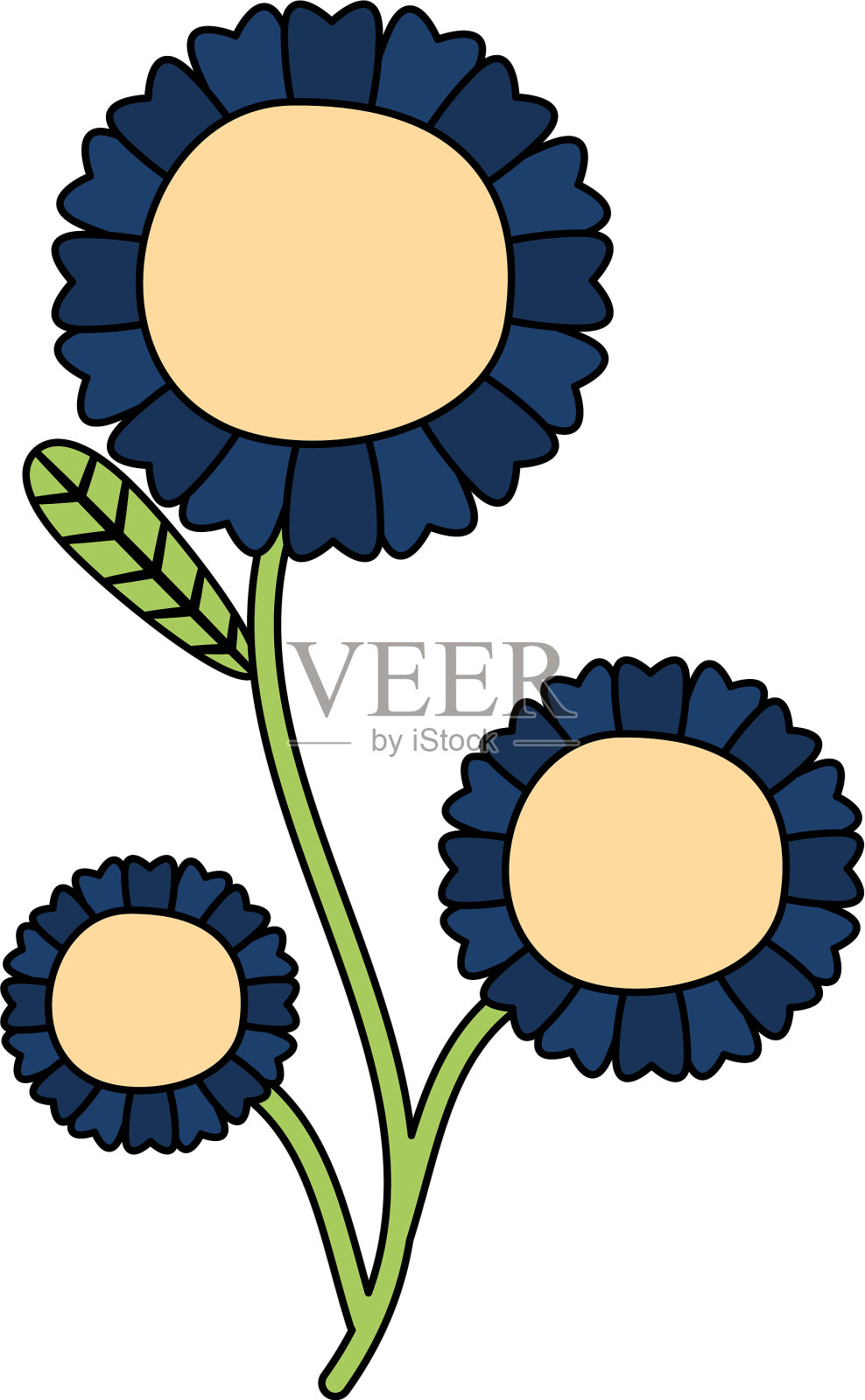 花与茎和叶设计元素图片