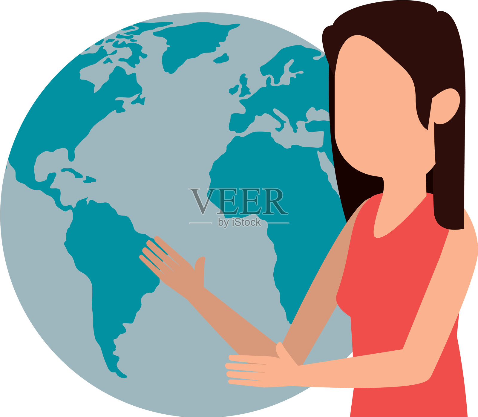 具有世界行星特征的女性教师设计元素图片