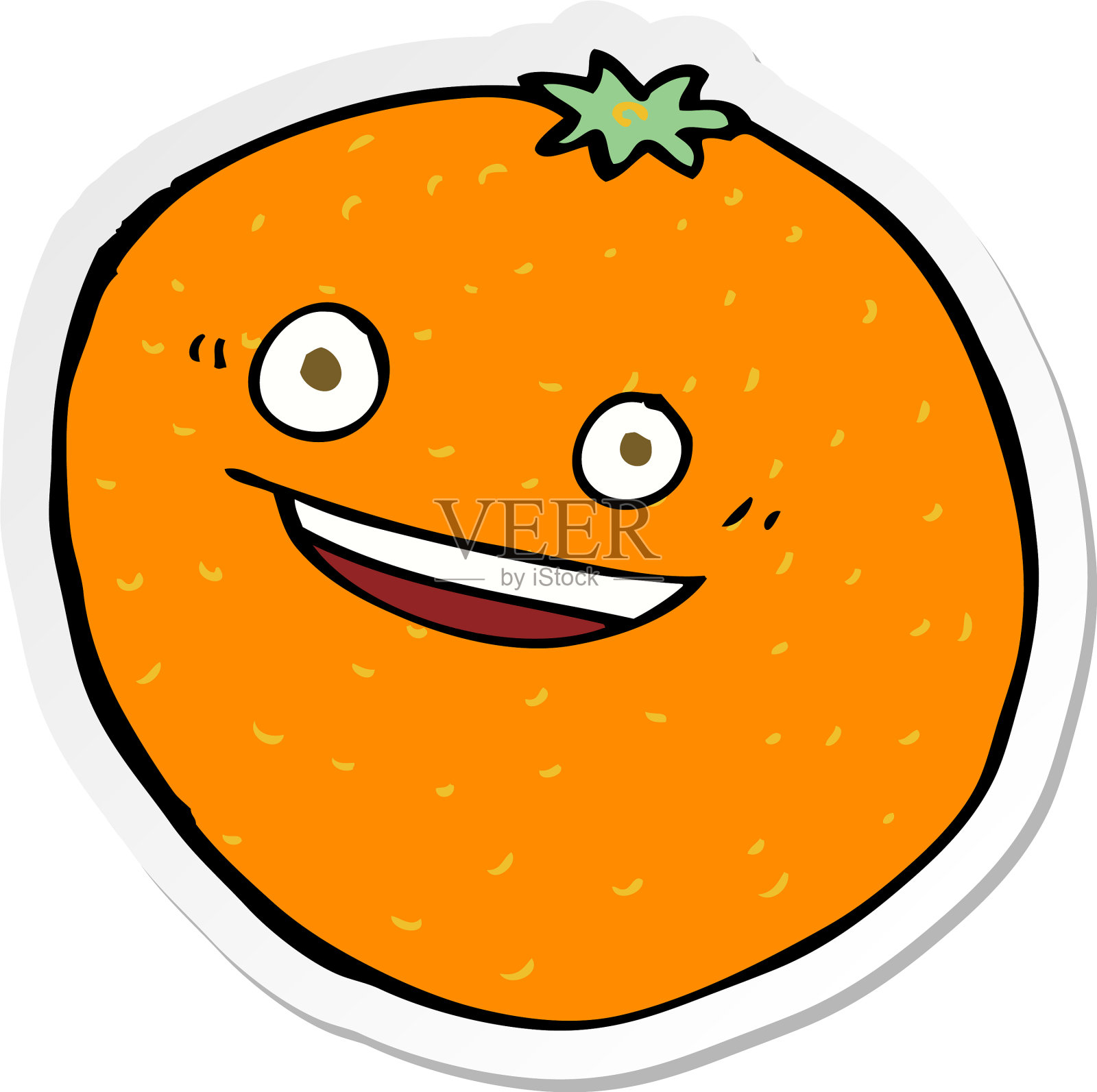 一个快乐的卡通橘子贴纸设计元素图片