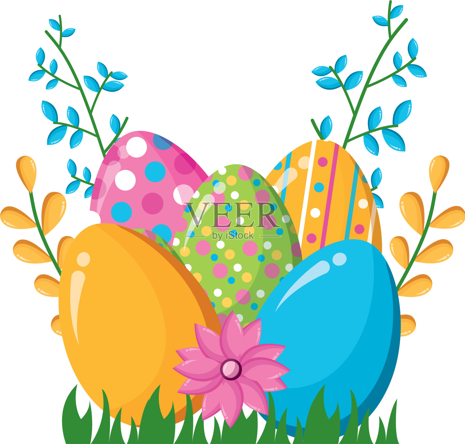 快乐的复活节彩蛋设计元素图片