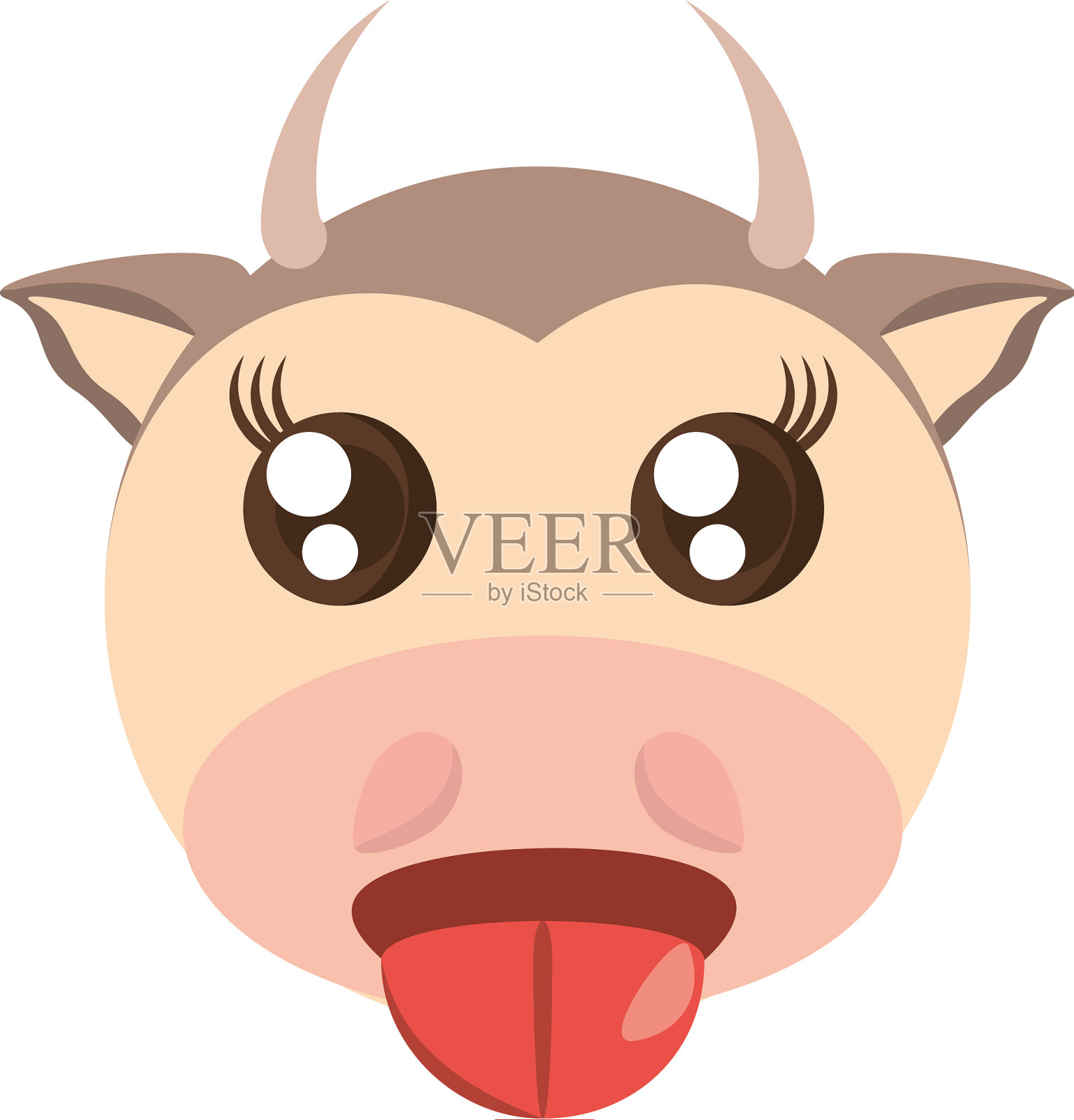 可爱的脸牛动物的乐趣设计元素图片