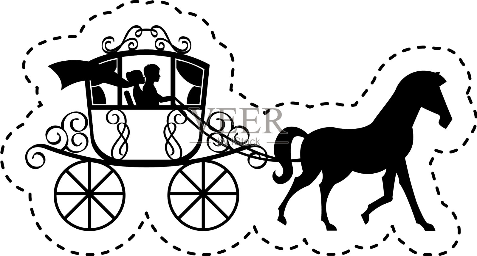 婚礼马车孤立图标设计元素图片