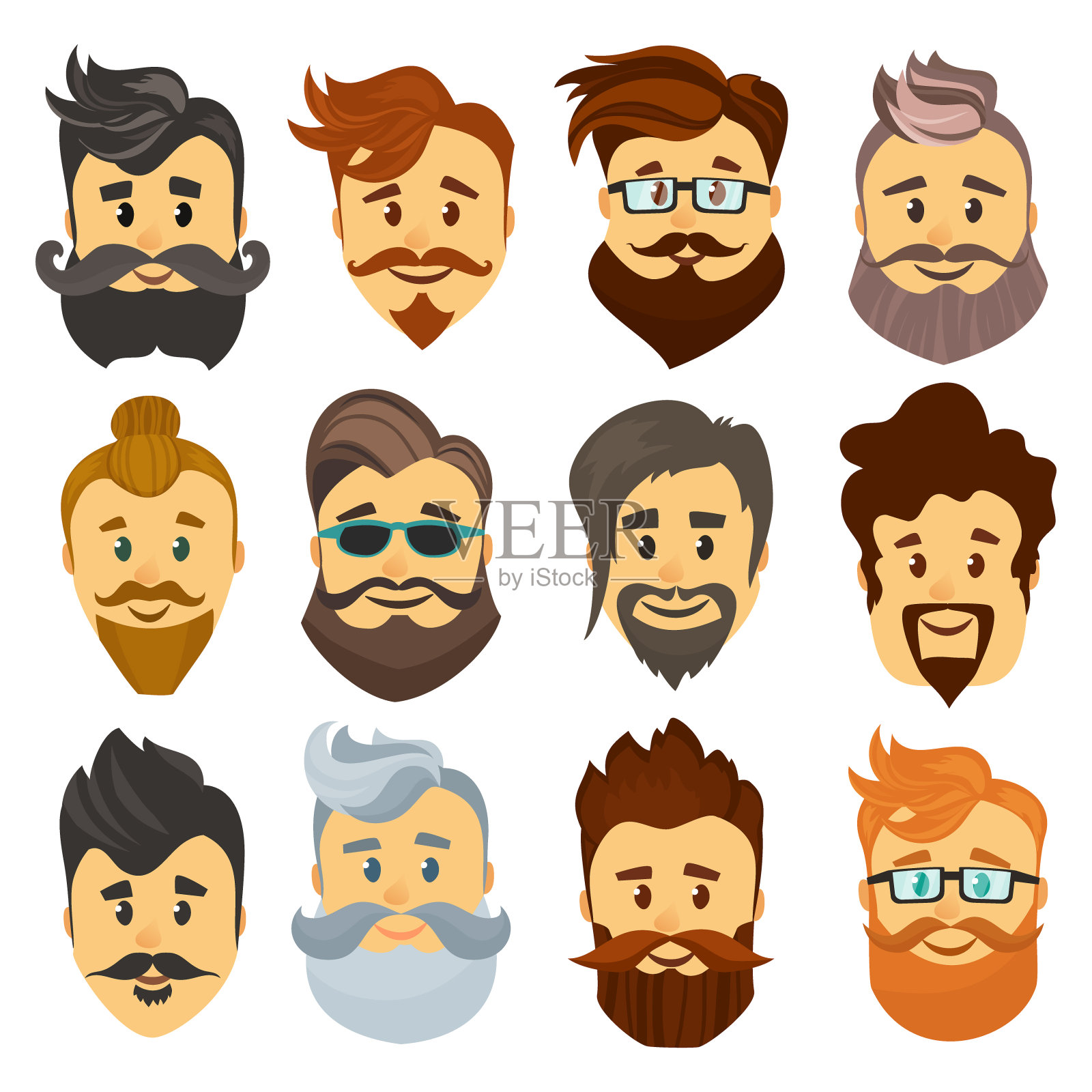 潮人理发店卡通欧洲人插画图片素材