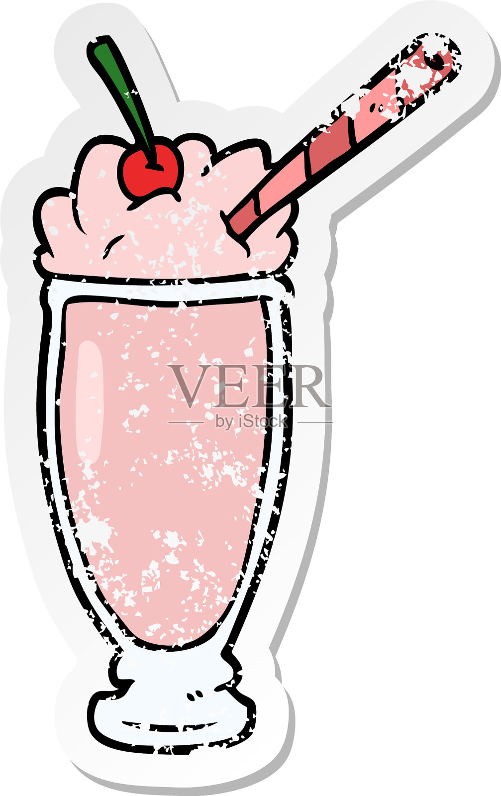 一个卡通奶昔的旧贴纸设计元素图片