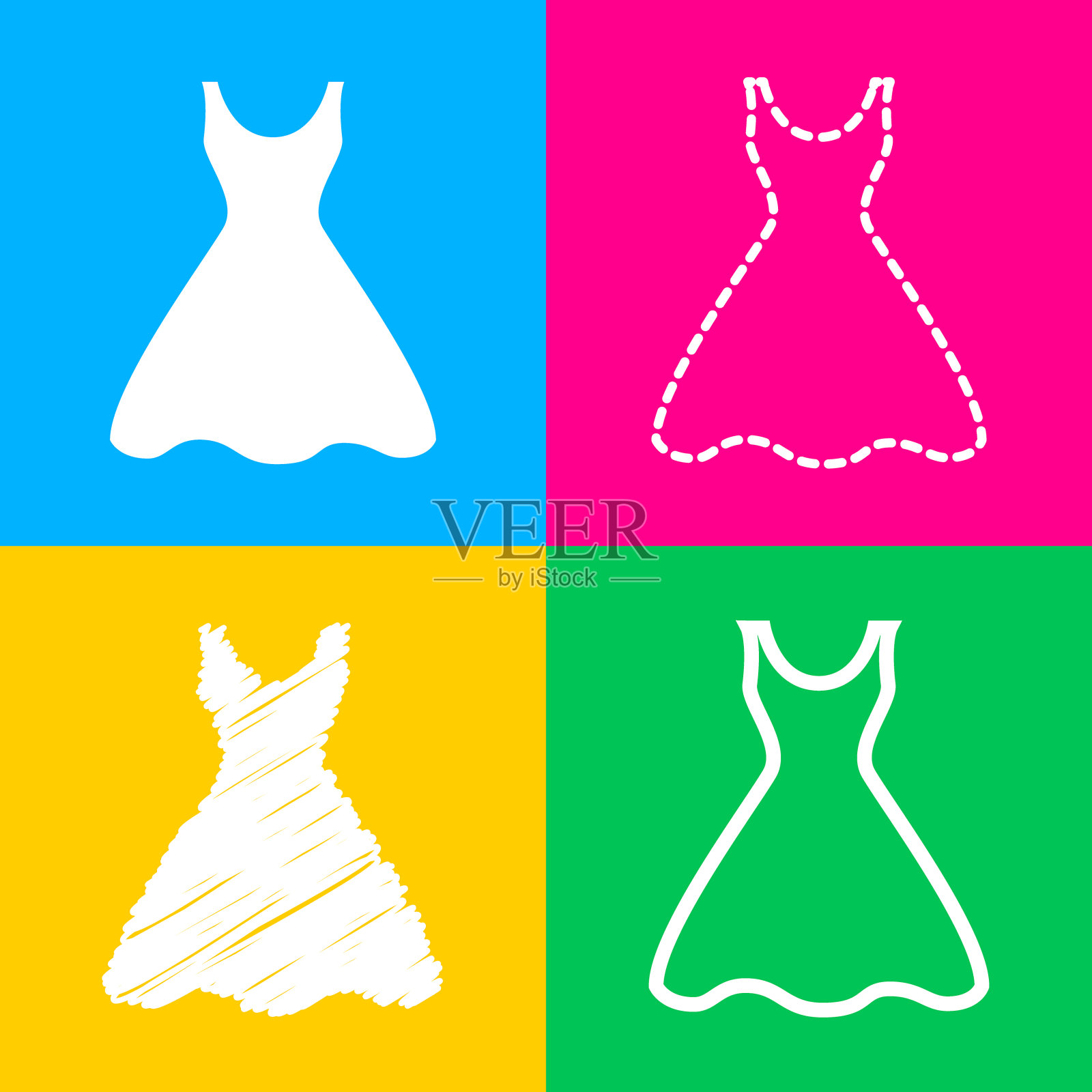 女式服装标志四款图标四款款式插画图片素材