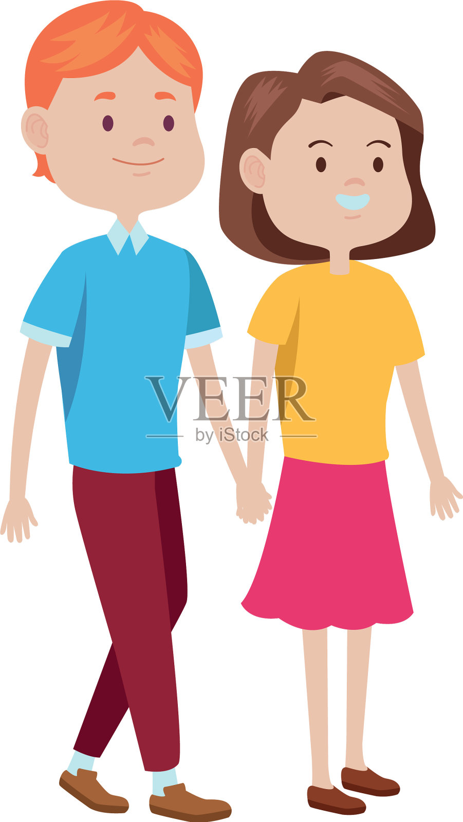 青少年朋友微笑和问候卡通插画图片素材