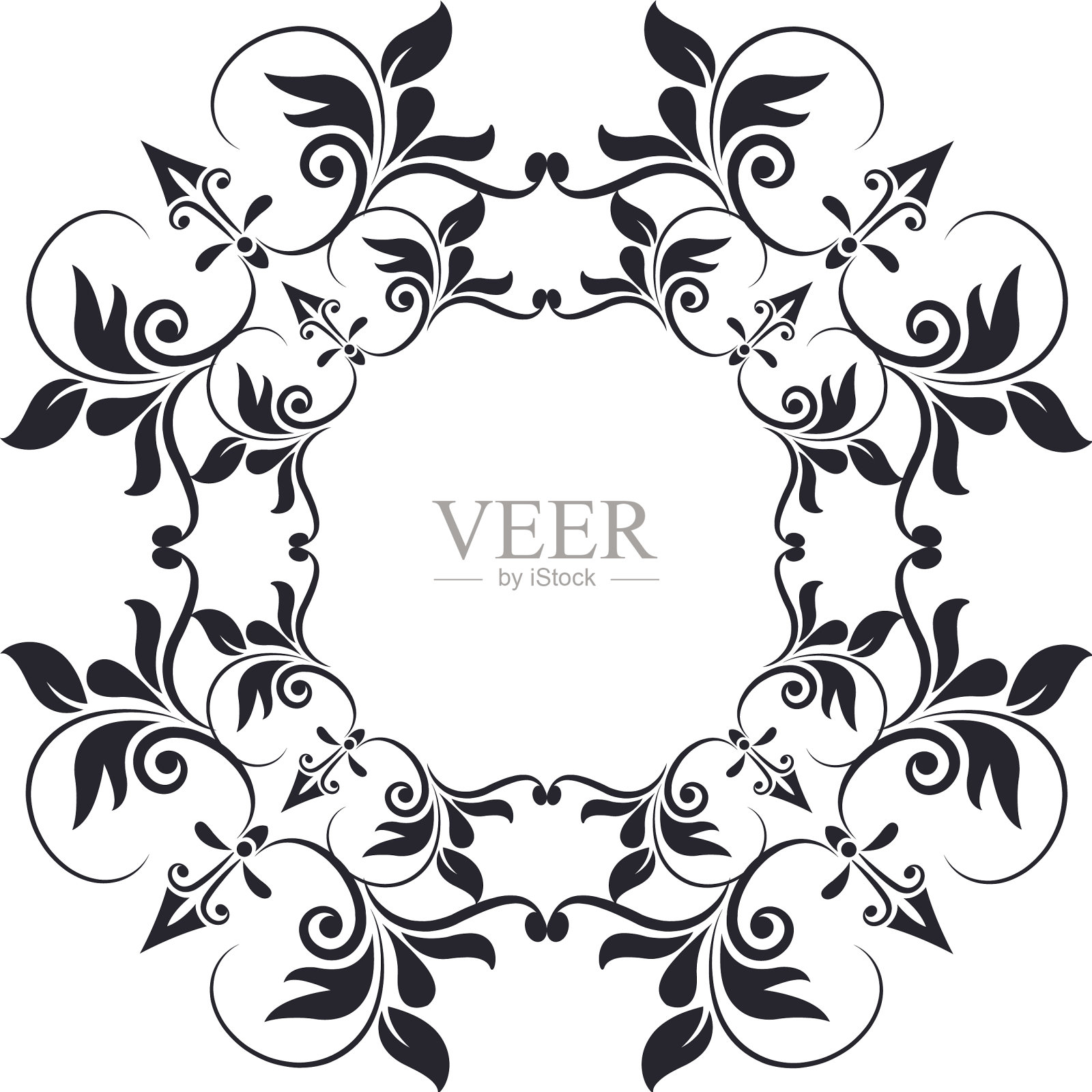 装饰边框复古典雅，繁盛形象插画图片素材