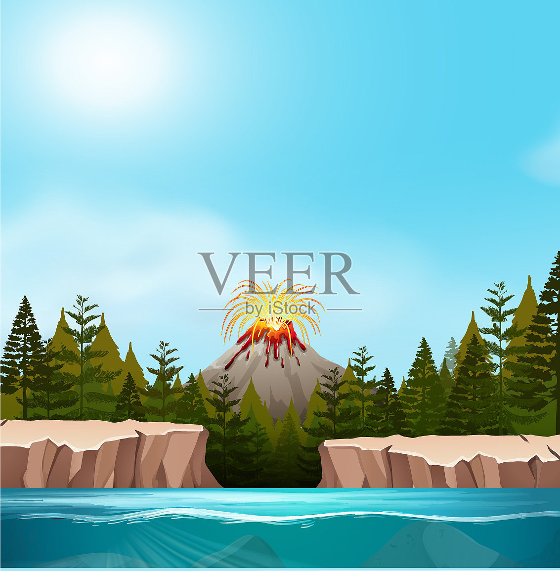 自然火山景观插画图片素材