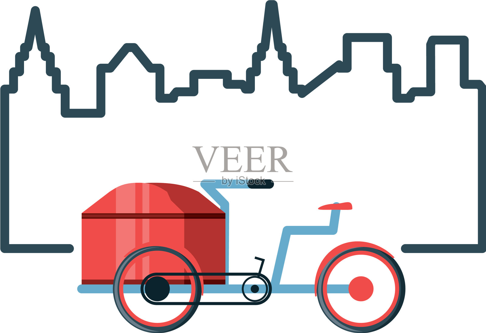 自行车为物流服务与城市景观设计元素图片