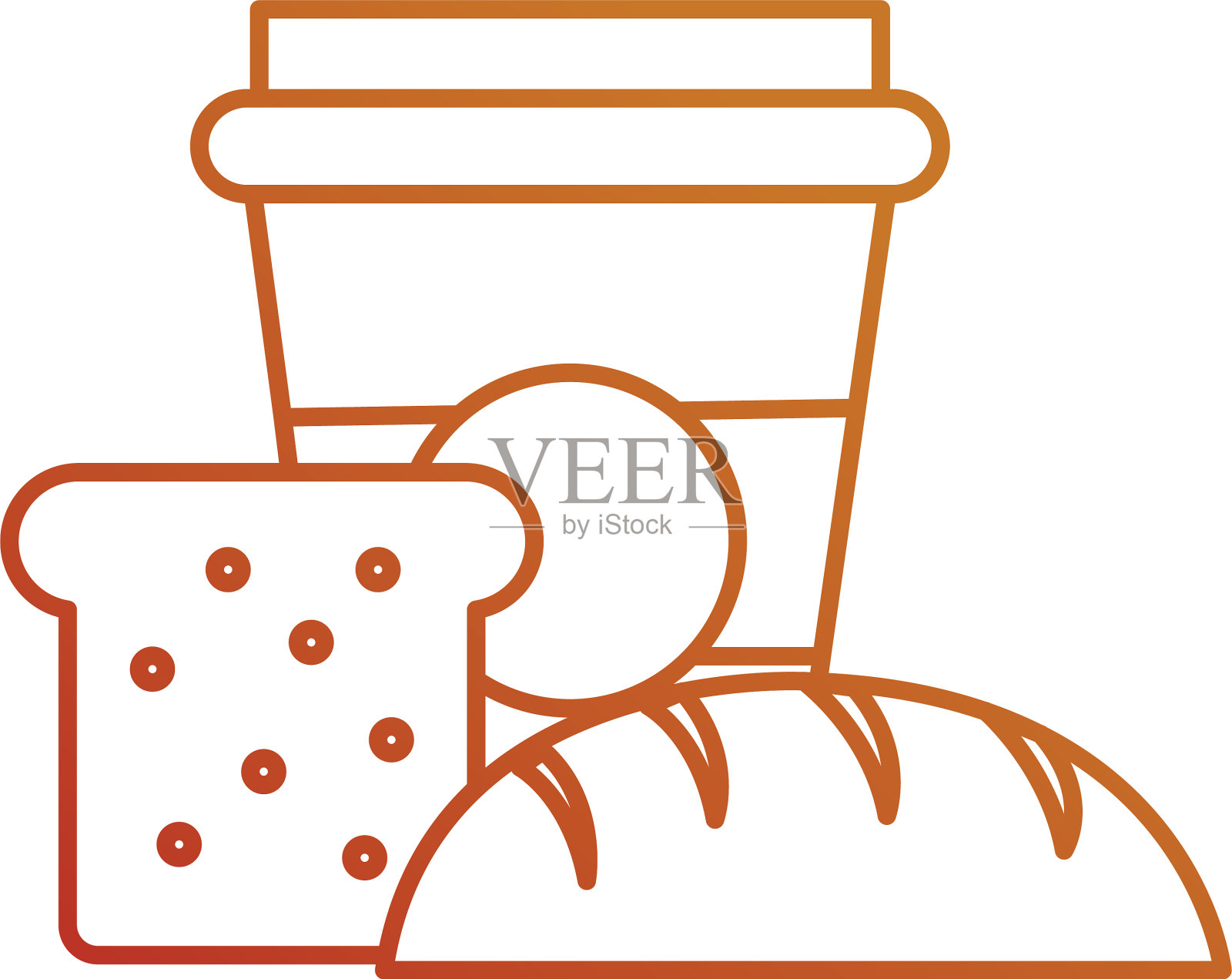 面包吐司与咖啡塑料容器设计元素图片