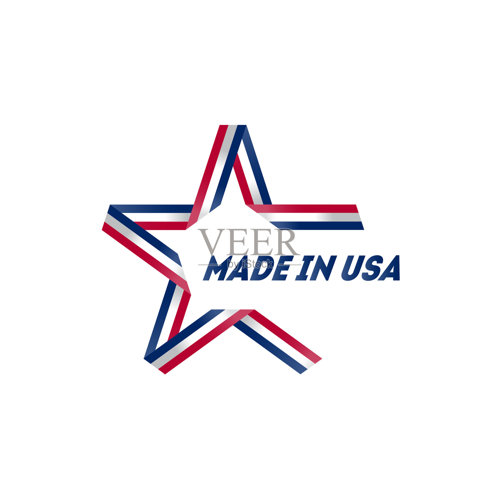 星与铭文-制造于美国徽章设计元素图片