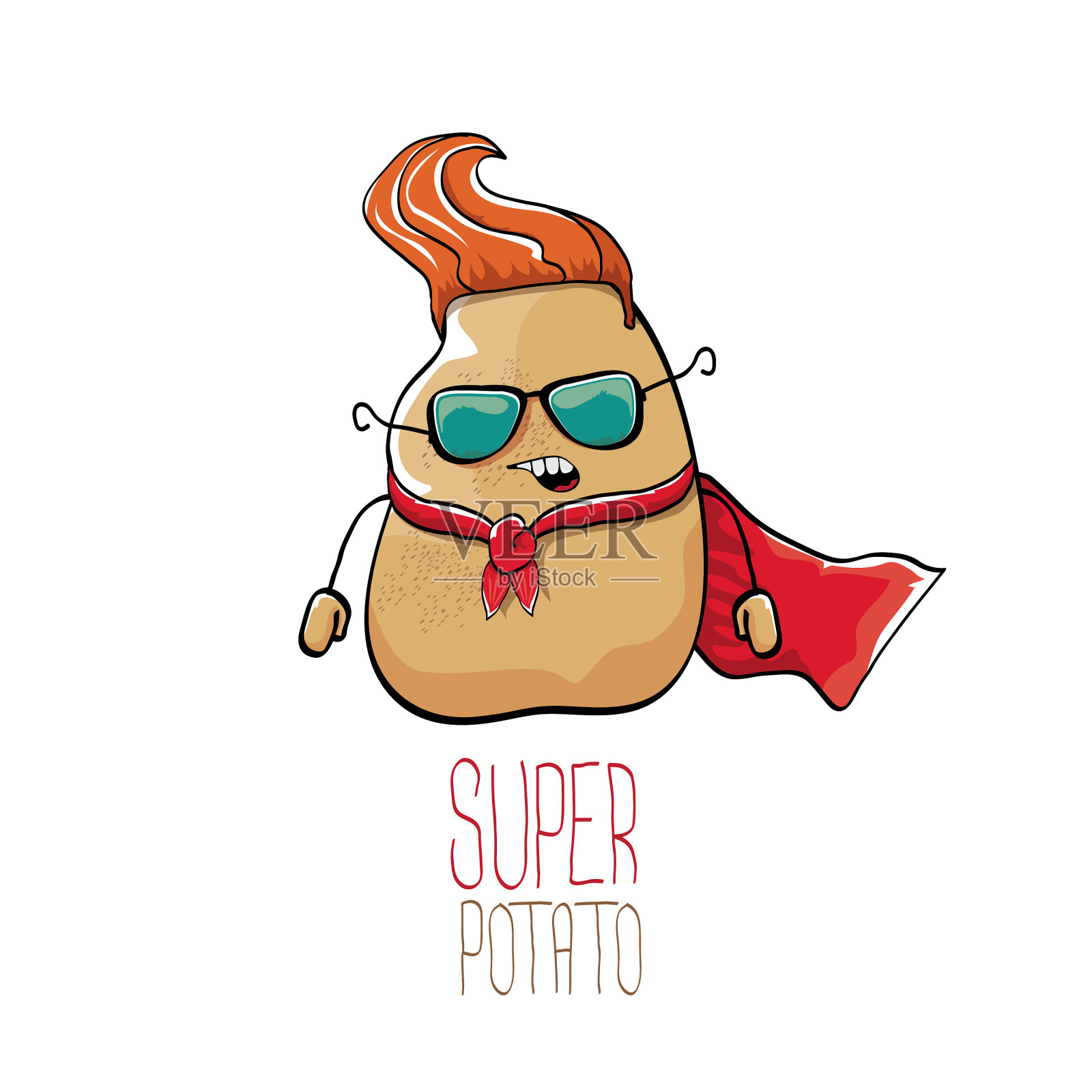 有趣的卡通可爱的棕色超级土豆设计元素图片