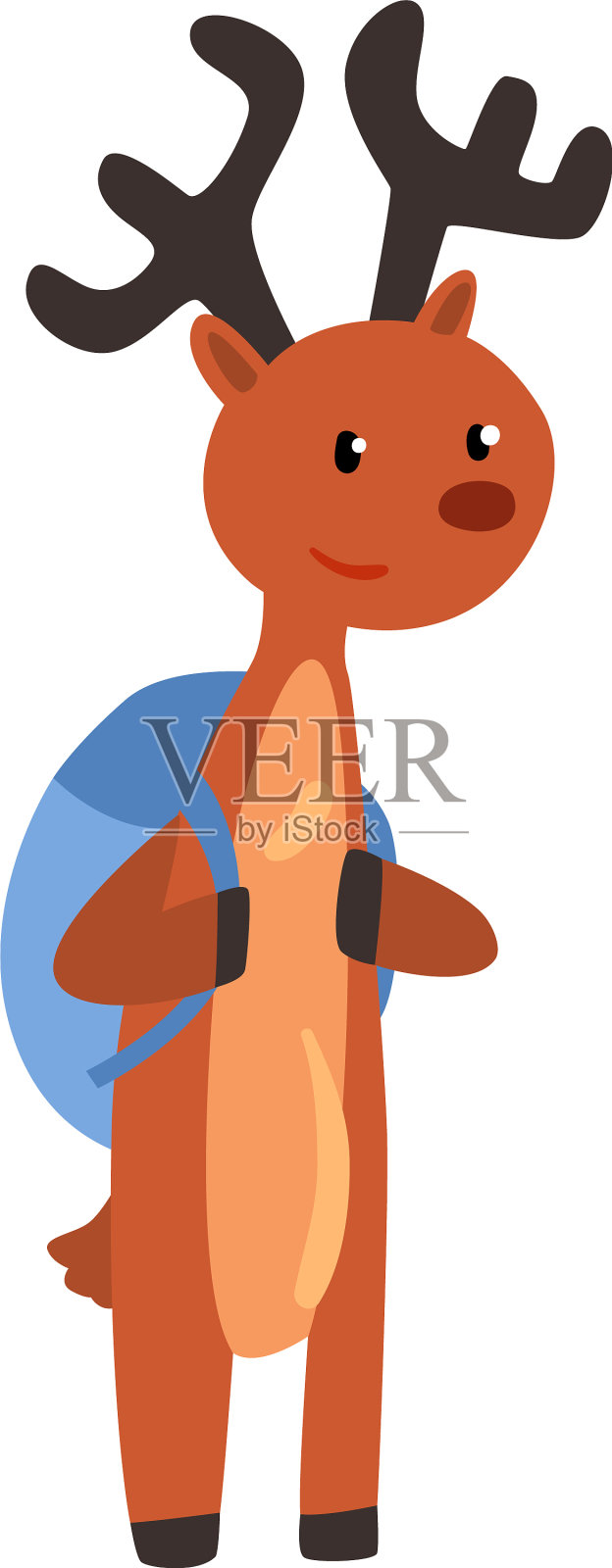 可爱的小鹿动物卡通人物站在一起设计元素图片