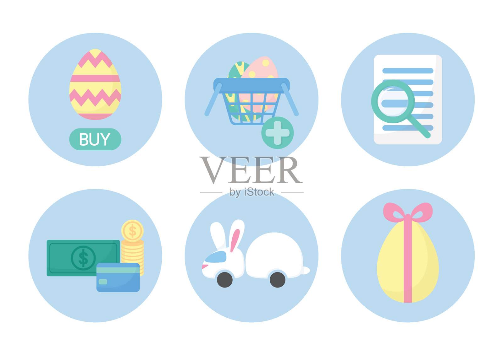 网上购物复活节采购流程概念图标素材