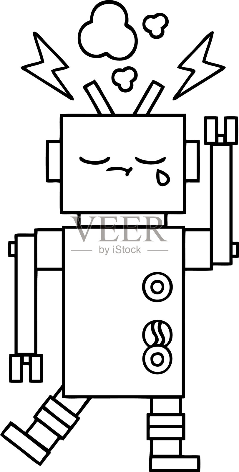 画线卡通机器人设计元素图片