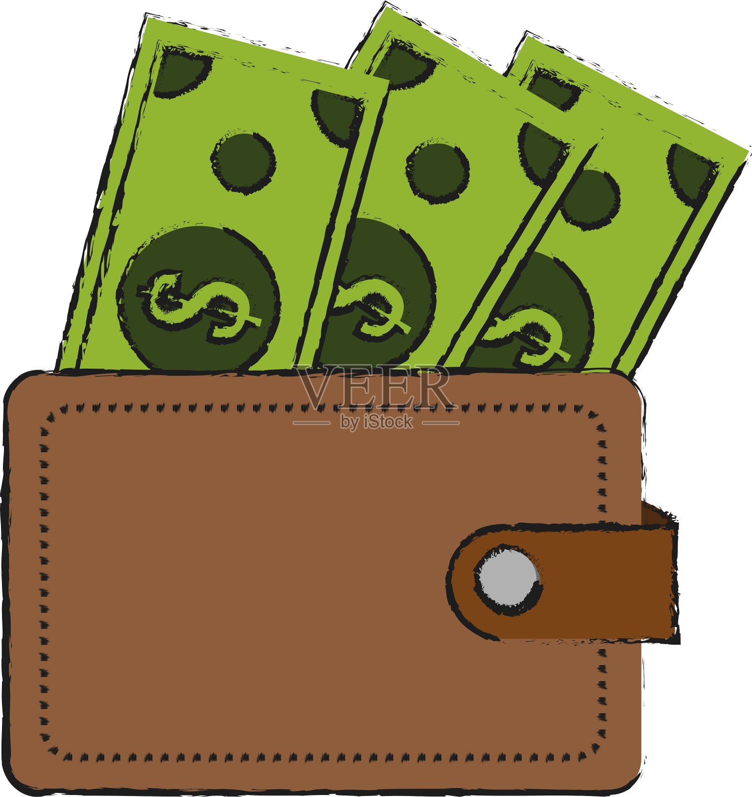 孤立的钞票和钱包设计插画图片素材