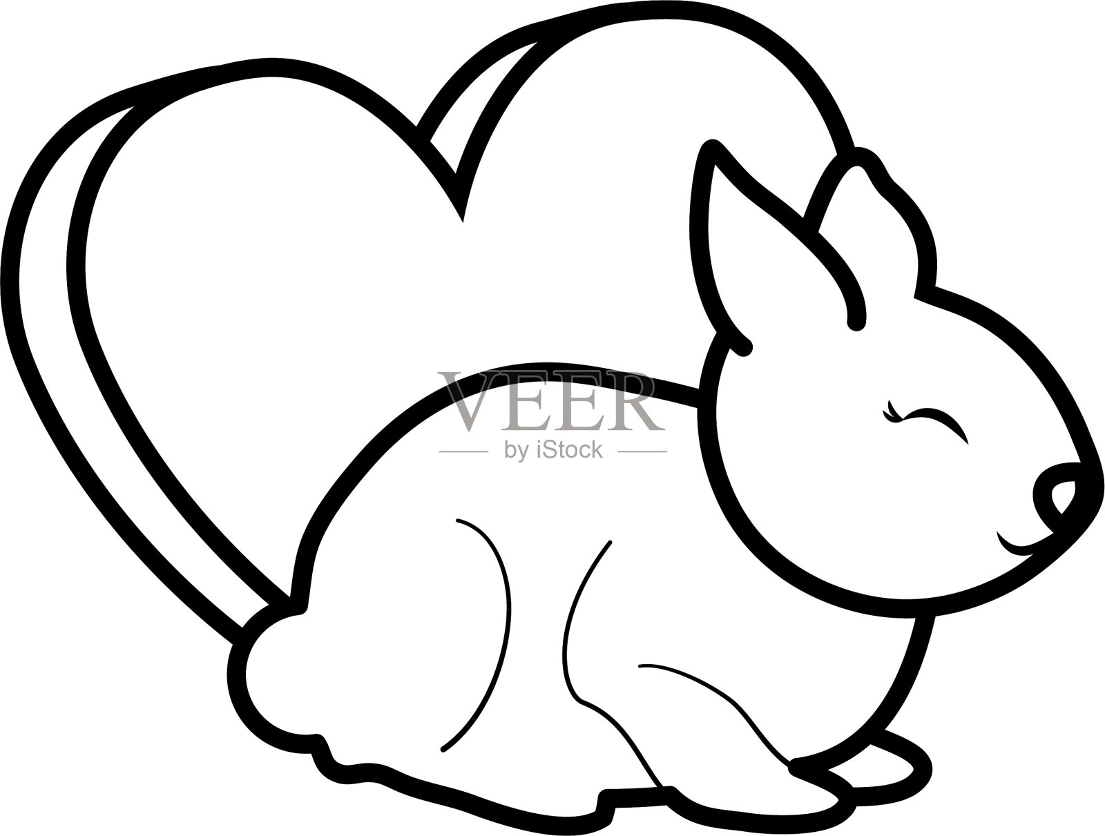 可爱的小兔子与心的爱设计元素图片