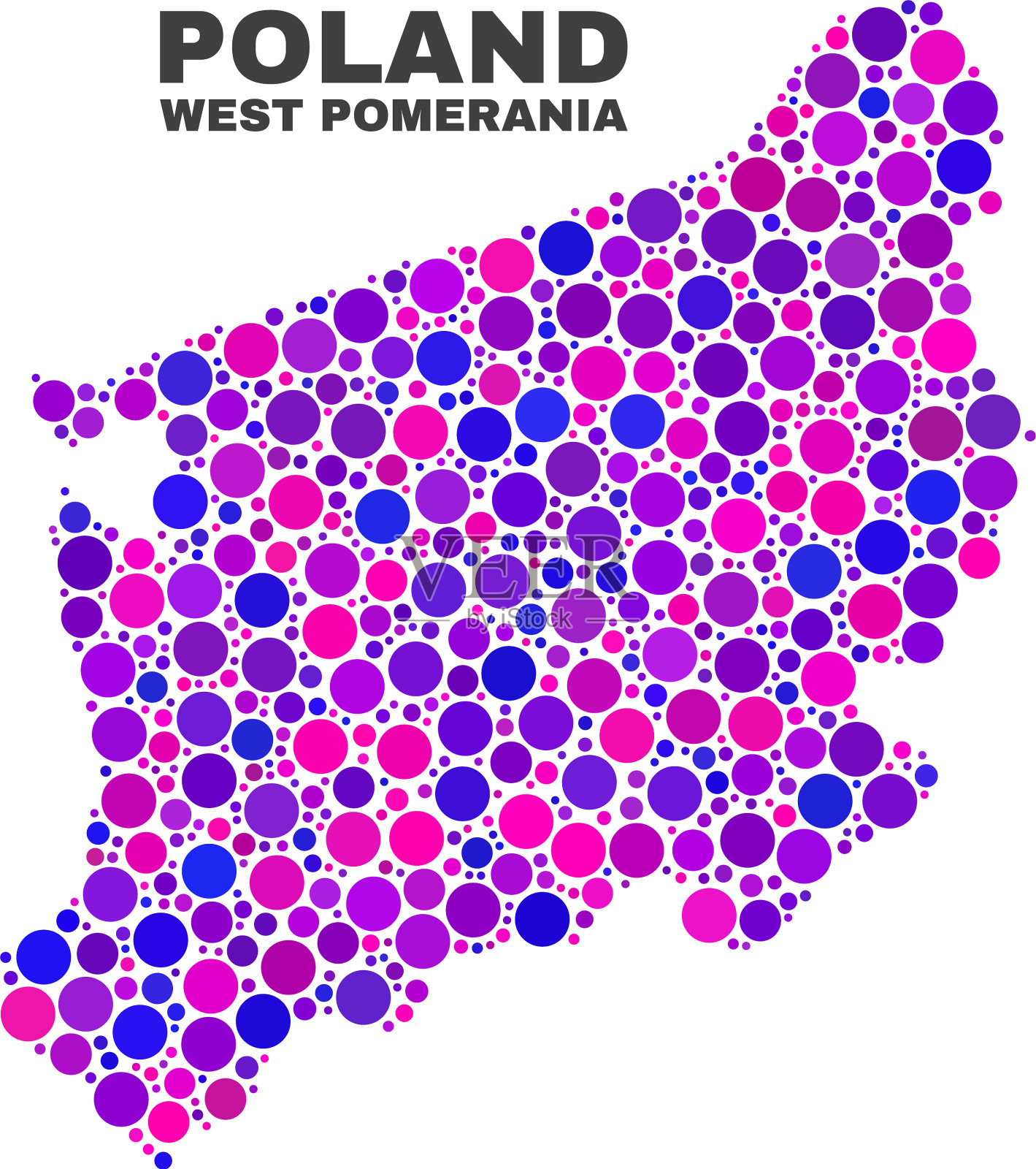 马赛克西博美尼亚地区的圈层地图插画图片素材