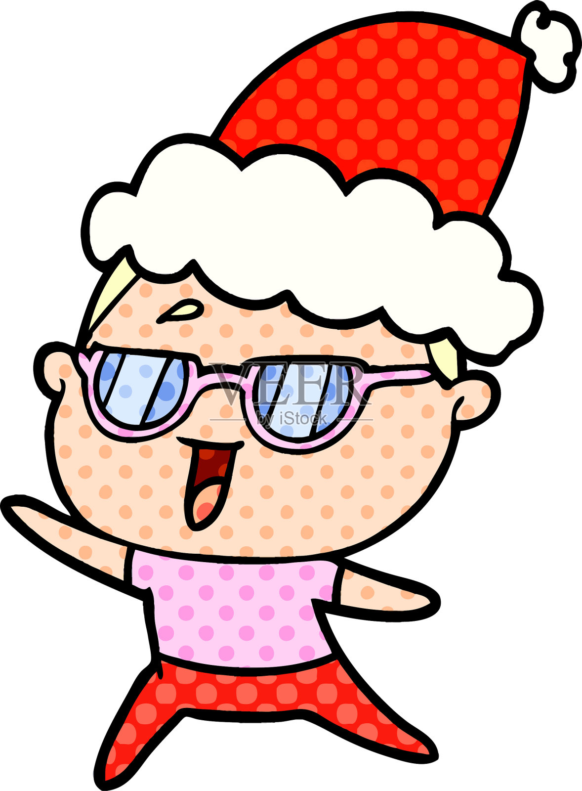 漫画风格的快乐女人的穿着设计元素图片