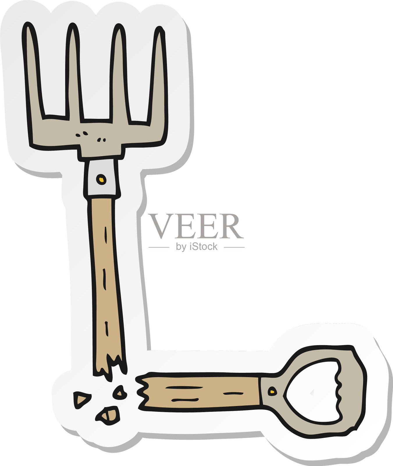 卡通的破干草叉贴纸设计元素图片