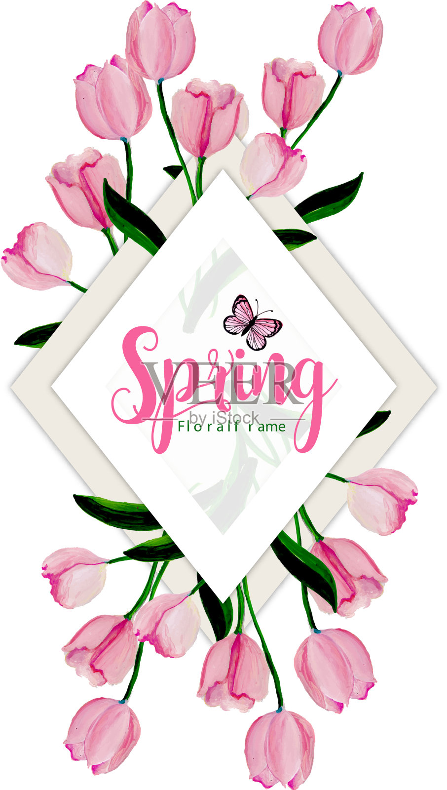 水彩春花架设计元素图片