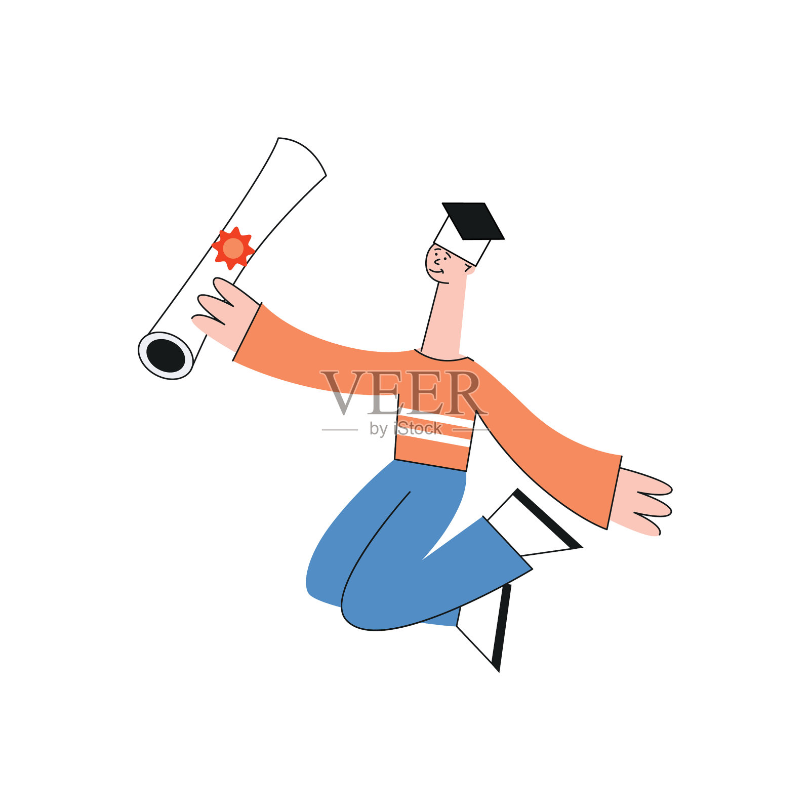 快乐的少年研究生男学生跳设计元素图片