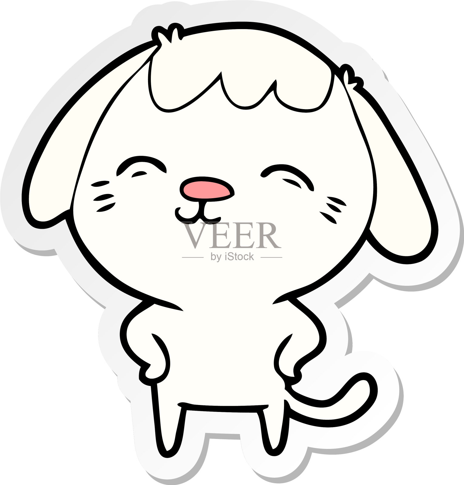 一个快乐的卡通狗贴纸设计元素图片