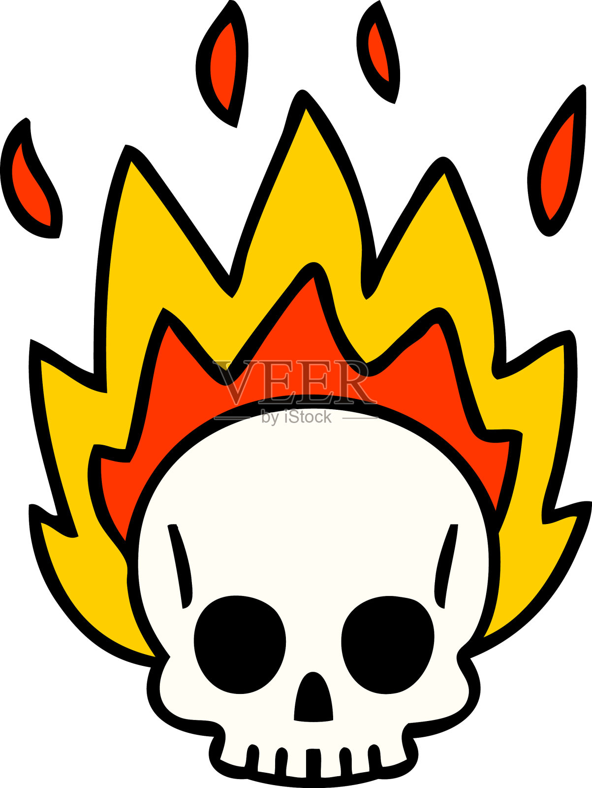 古怪的手绘卡通骷髅设计元素图片