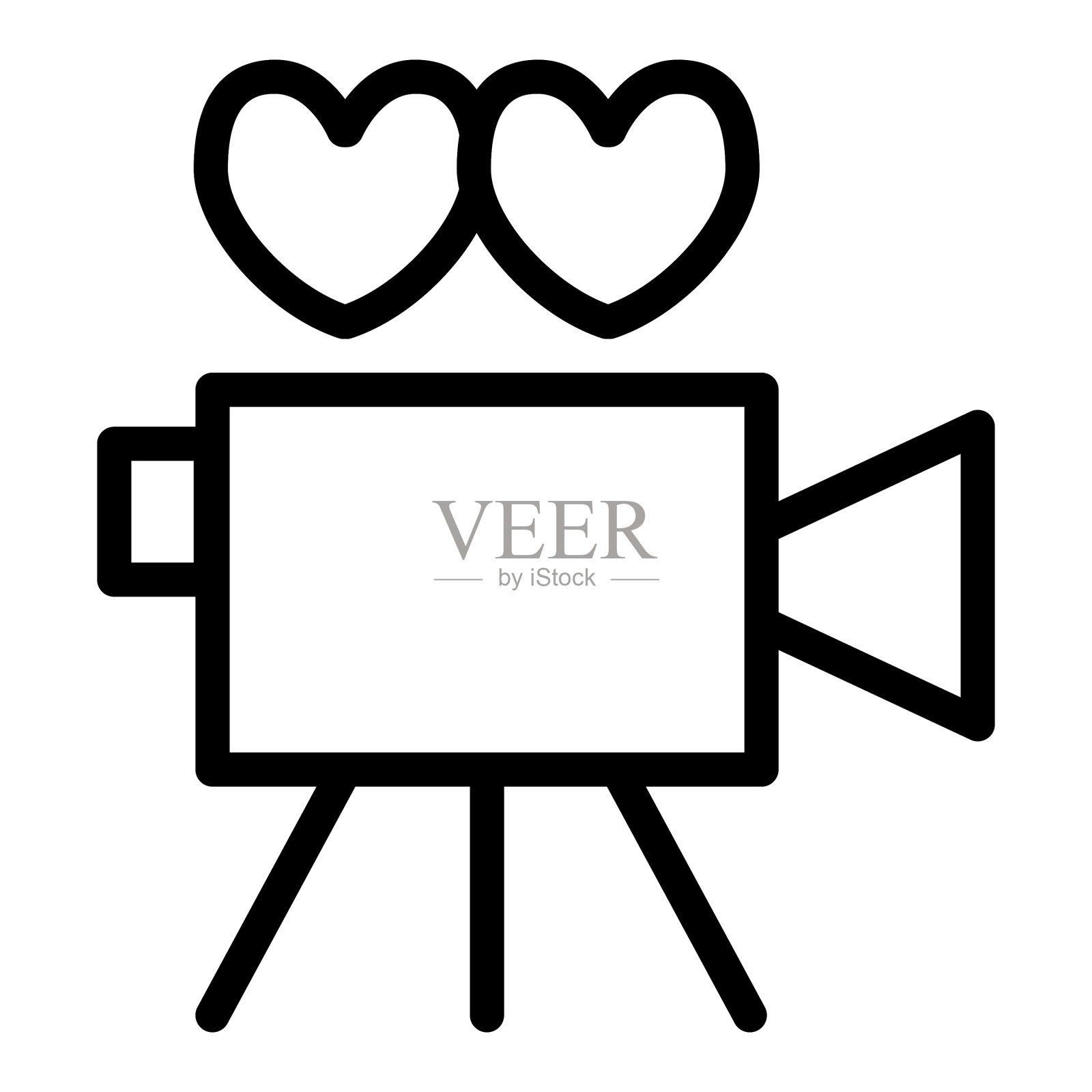 婚礼派对电影线图标摄像机穿孔图标素材