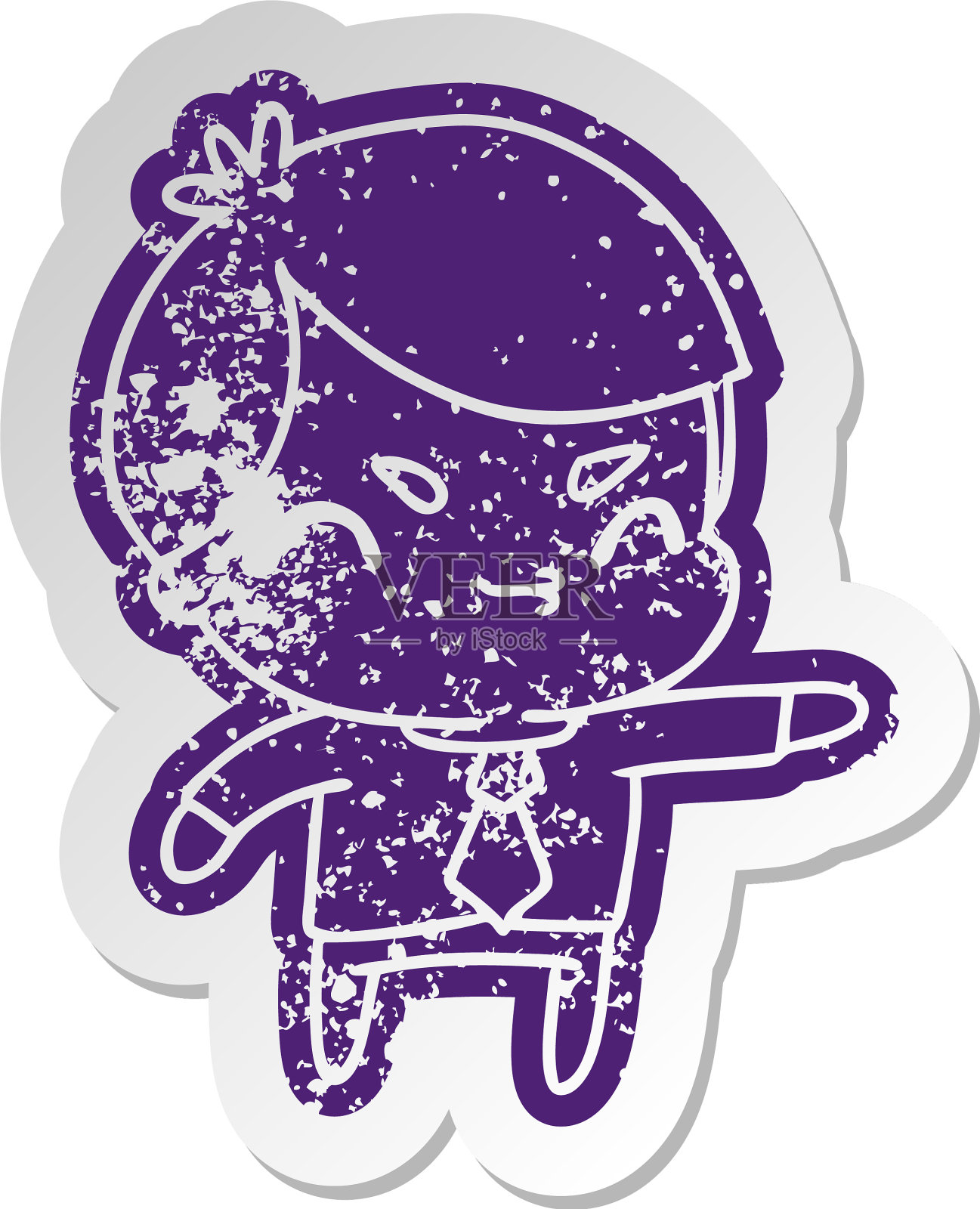 一个可爱男孩的旧贴纸设计元素图片