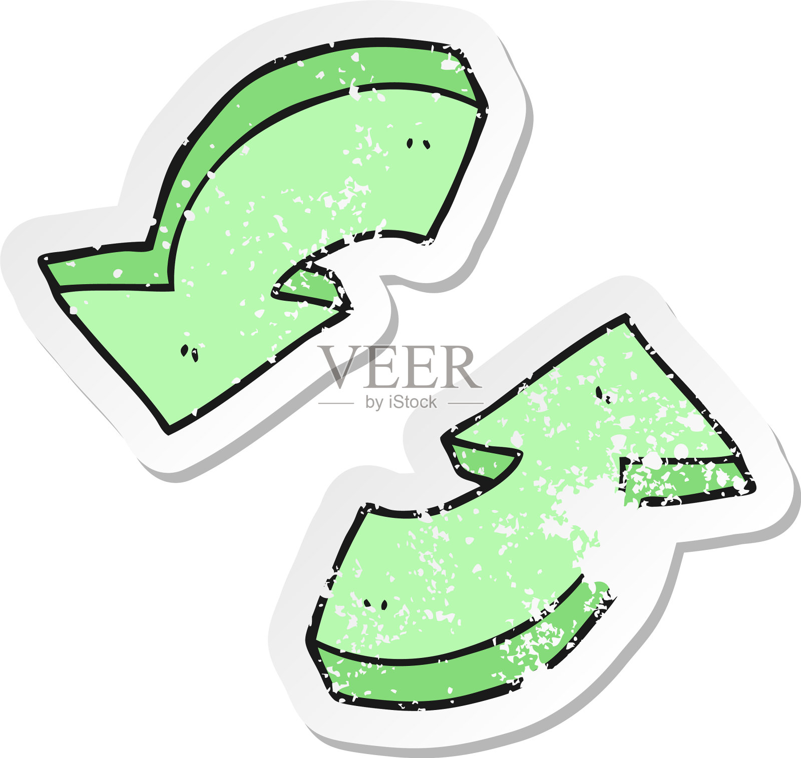 旧的旧贴纸的一个卡通回收设计元素图片