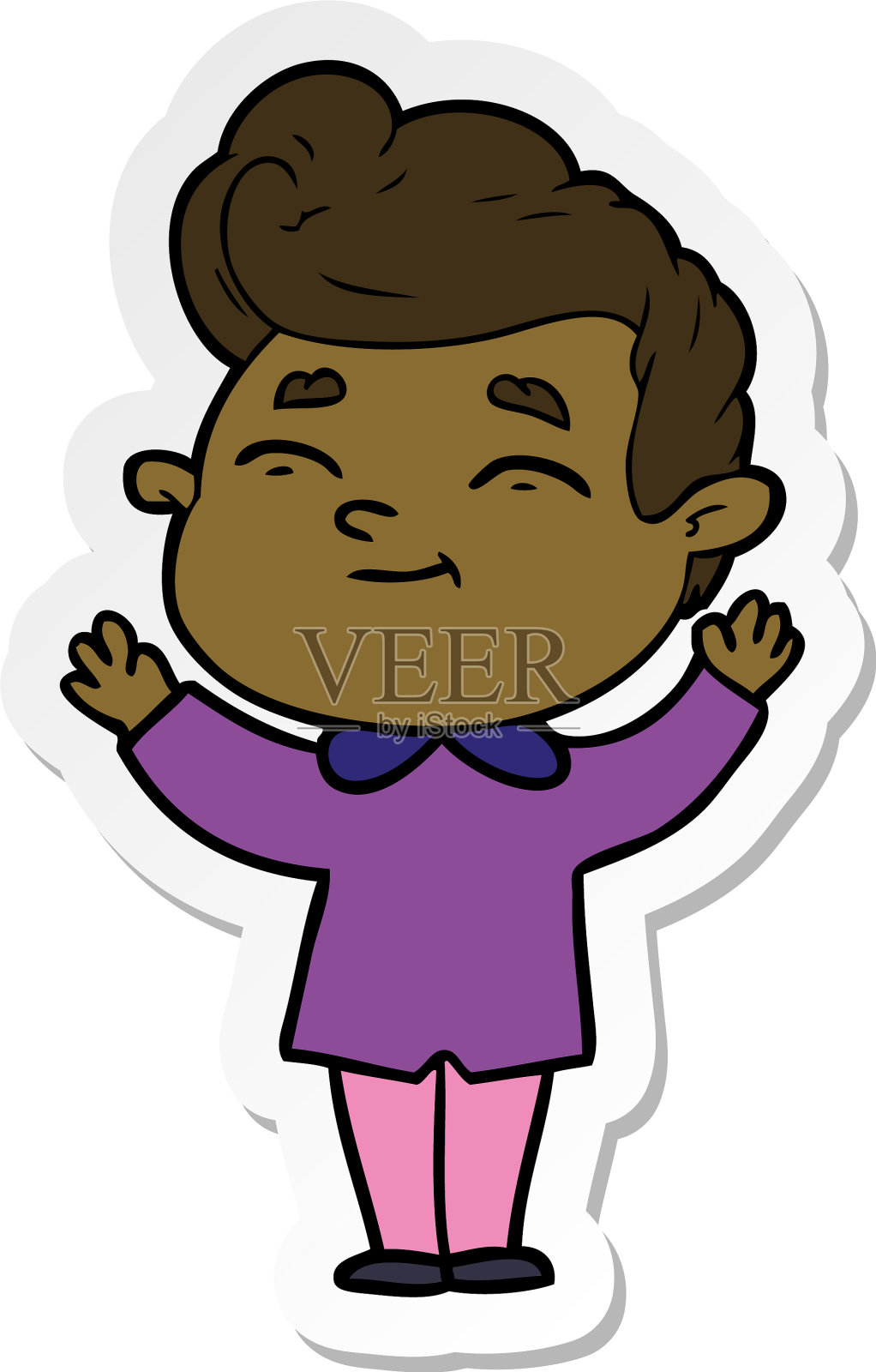 一个快乐的卡通人的贴纸设计元素图片