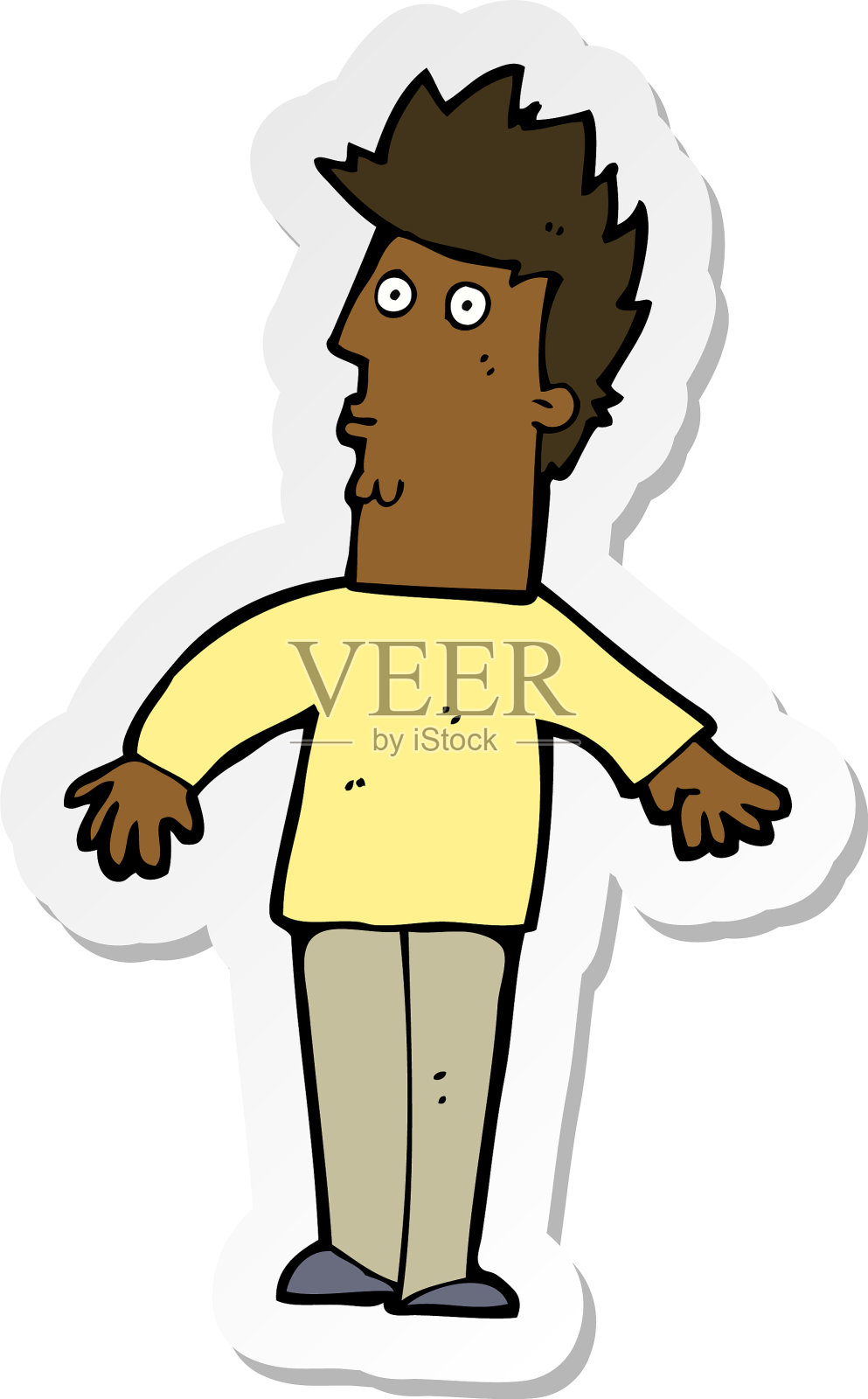 一个惊奇的卡通男人的贴纸设计元素图片