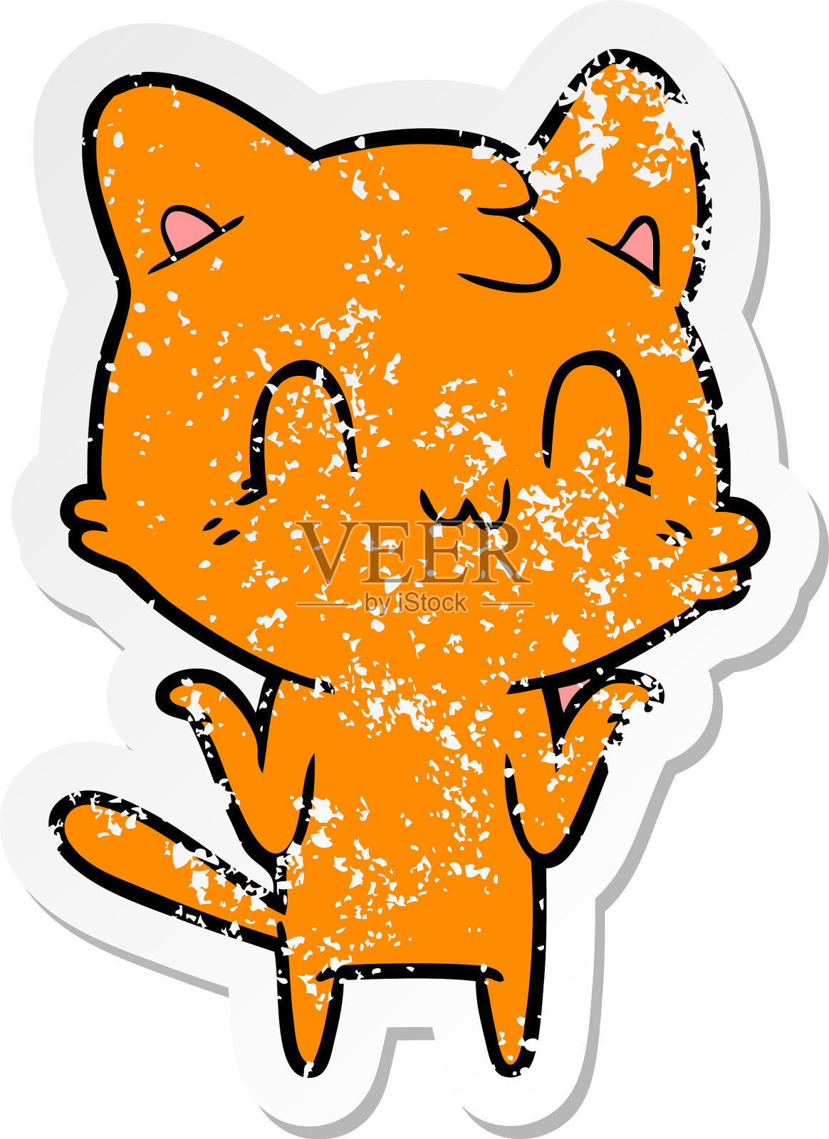 苦恼贴纸的卡通快乐的猫设计元素图片