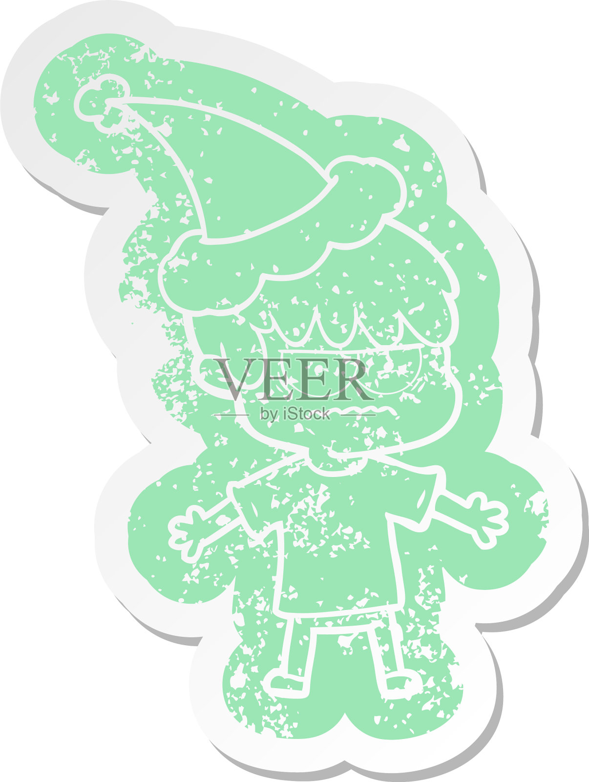 恼怒的卡通苦恼的男孩贴纸设计元素图片