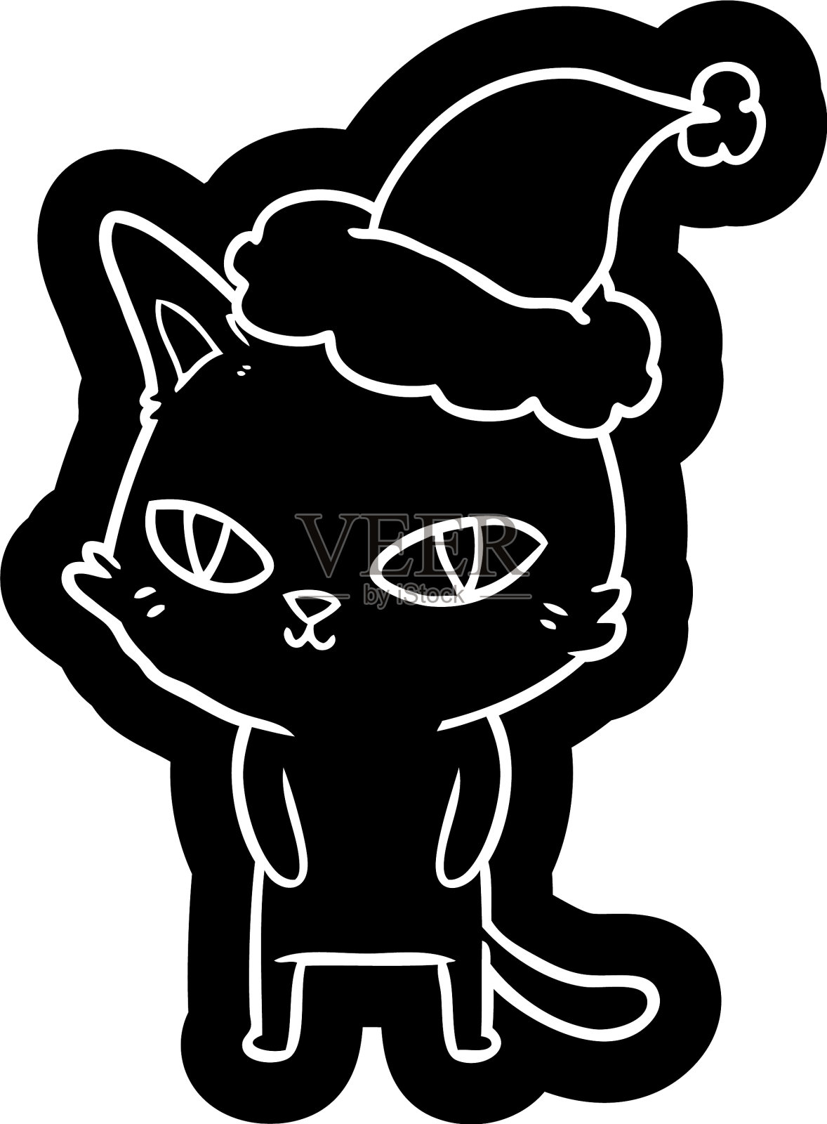 卡通形象的猫与明亮的眼睛戴设计元素图片