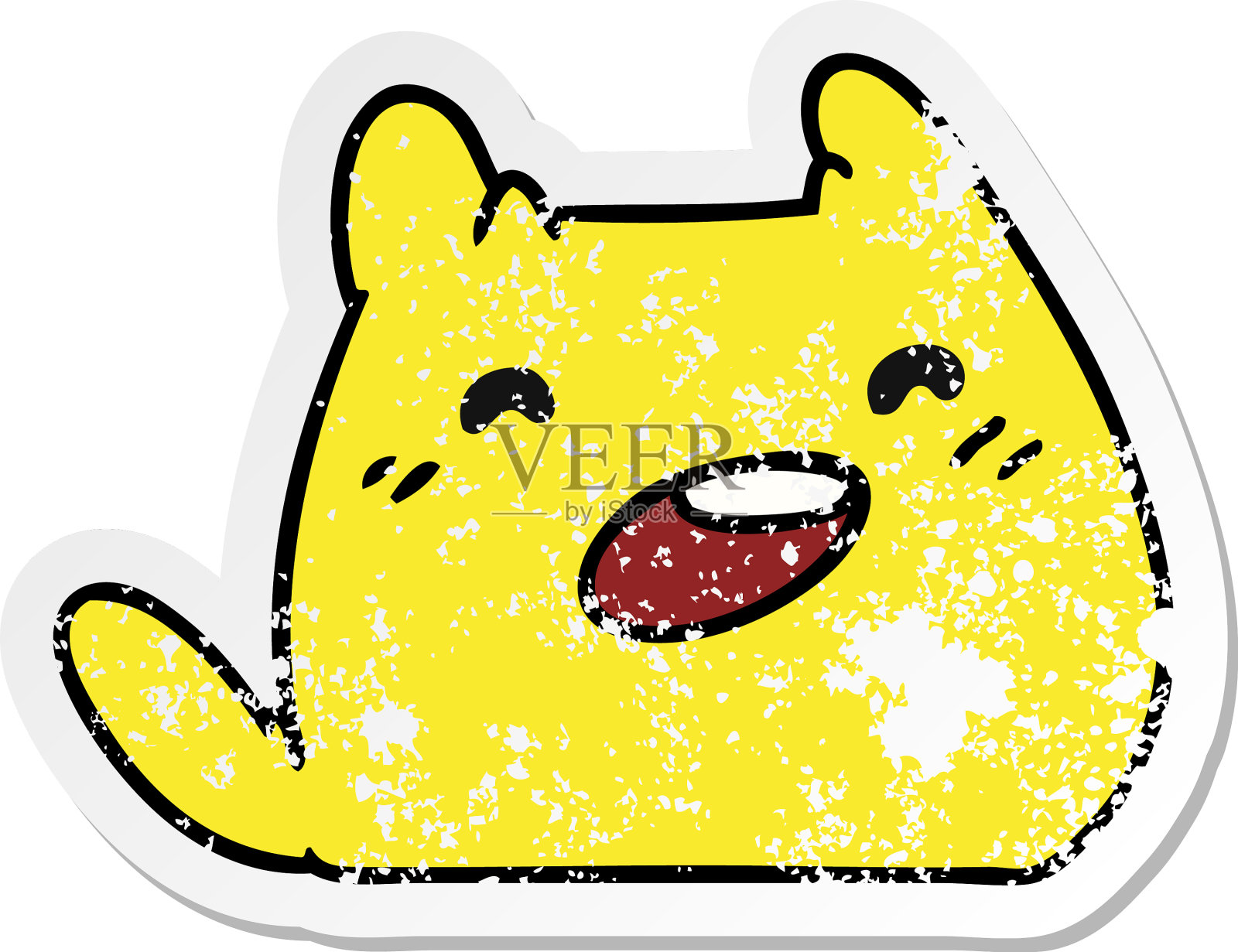 可爱的外星宠物的心疼贴纸卡通设计元素图片