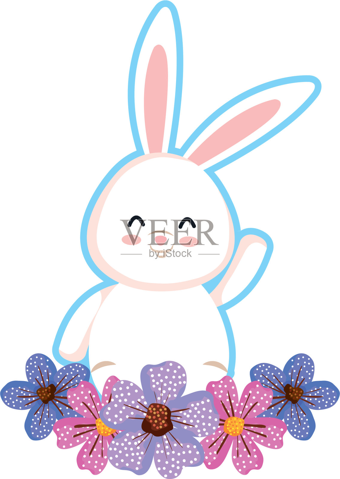 可爱的小花兔子设计元素图片