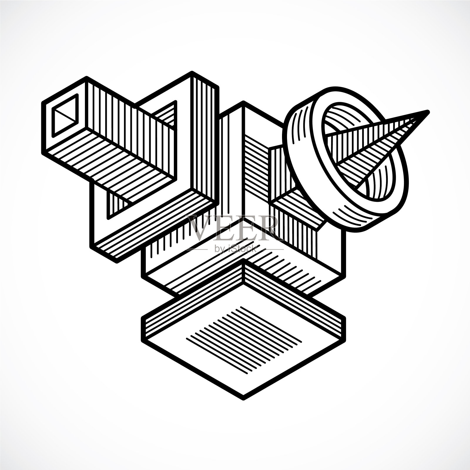 抽象三维几何形状多边形图形插画图片素材