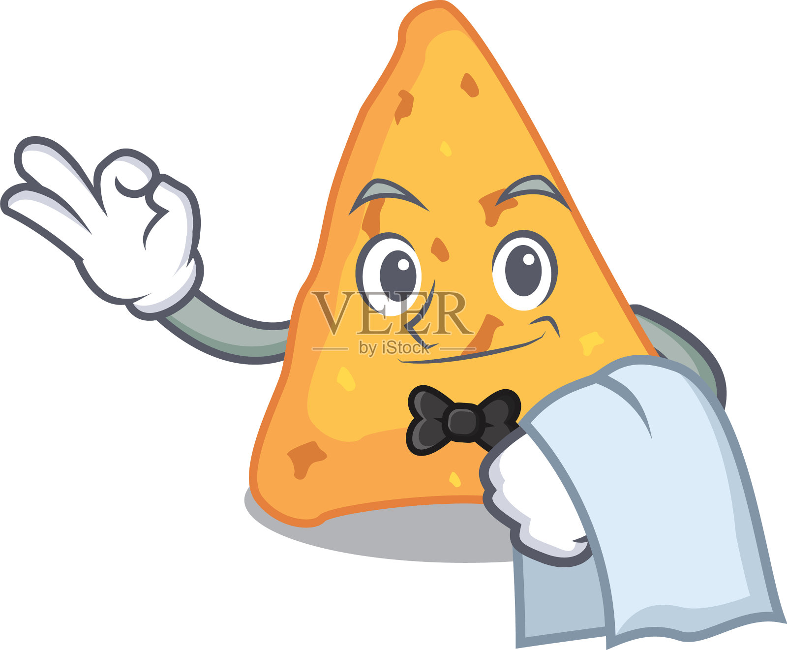 卡通风格的服务生玉米片设计元素图片