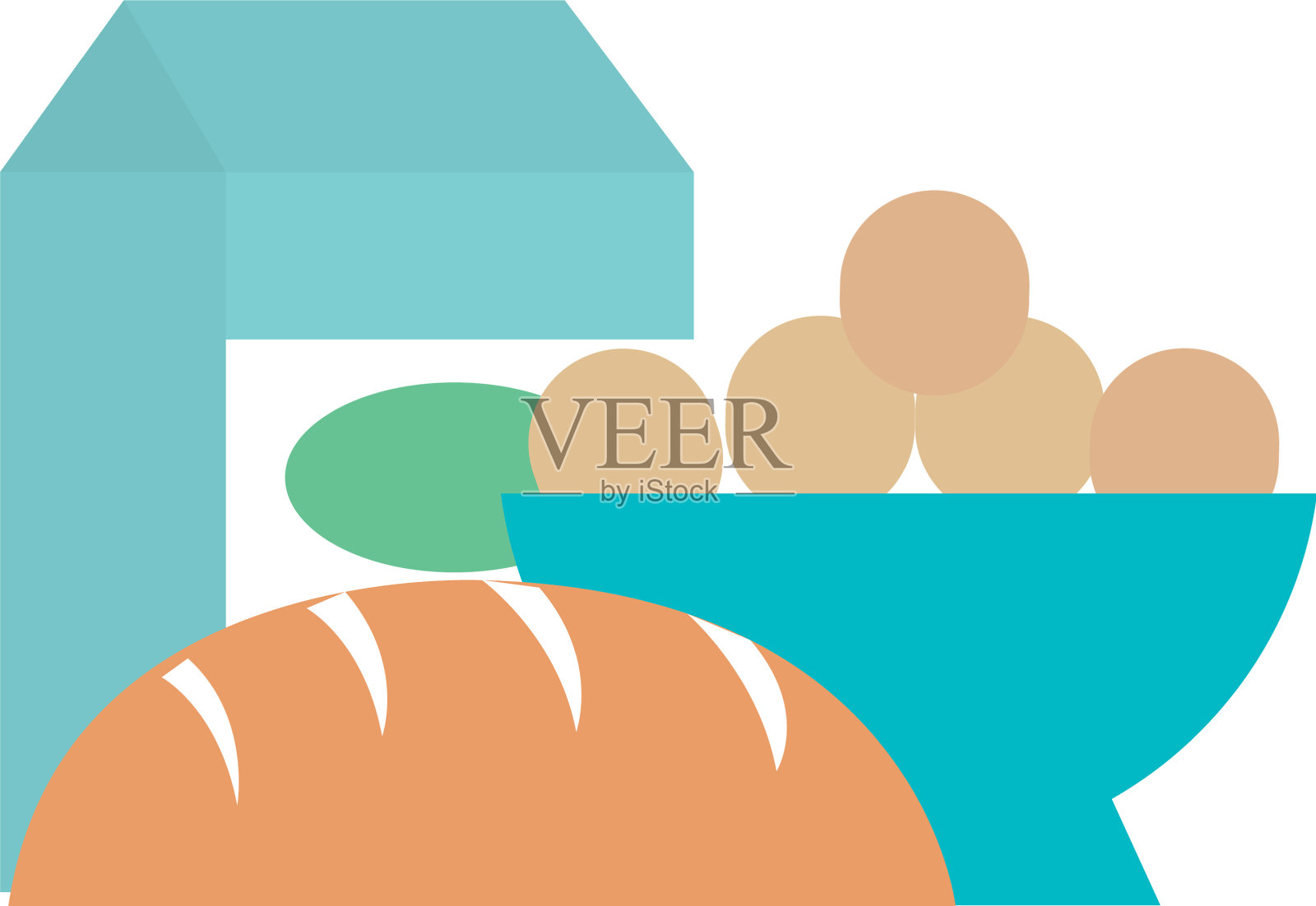 美味的面包，牛奶盒和鸡蛋设计元素图片